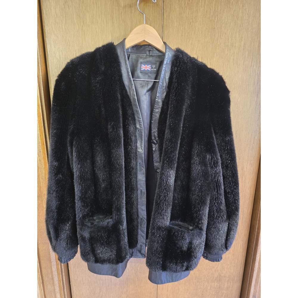 Vtg‎ 70s Adolph Schumann Lilli Ann Women's Medium/Large Faux Fur & Leather Coat